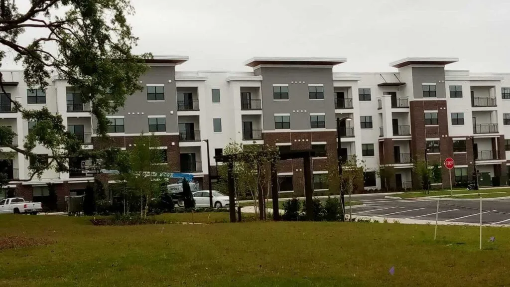 Noble on Newberry luxury apartments exterior painting in progress in Gainesville, FL