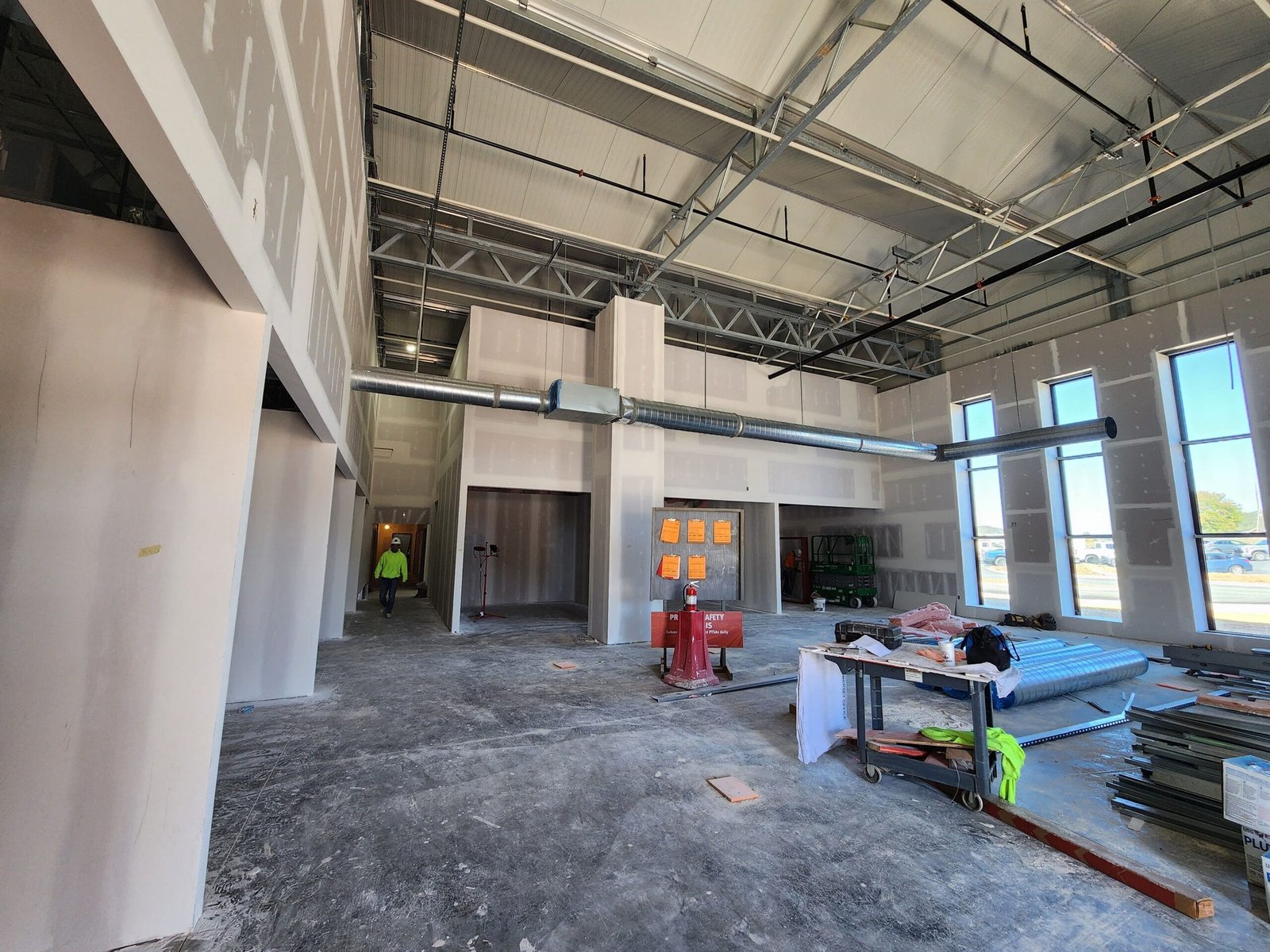 Commercial interior painting of a modern open office space